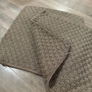 Pair The Sak Crochet Lattice Woven Throw Pillow Sham Case Tan Brown 18x18